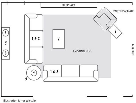 Question:  Dear Ballard,  I dearly love your catalog and designs. We recently moved into our new home and decorating has been more of a challenge than... Room Arrangement Ideas, Lounge Interior, Furniture Placement Living Room, Family Room Furniture, Living Room Layout, Living Room Furniture Layout, Sala Grande, Living Room Furniture Arrangement, Living Room Arrangements