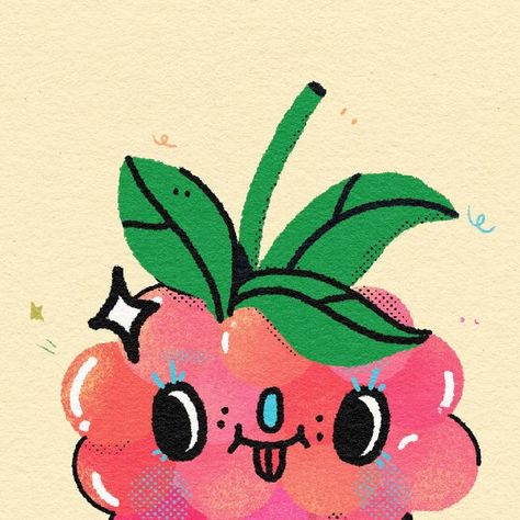 Bloemkolie ☁️✨ on Instagram: "A cheeky raspberry for this monday 🍇🍓 . . . . #raspberries #raspberry #raspberryillustration #berryillustration #fruitillustration #cuteillustration #cute #illustration #illustrationartists #illustrator #procreate #kawaii #kawaiigirl #kawaiiart #kawaiistationery #editorialillustration #dutchartist #colorful #etsyseller #childrensbookillustration" Raspberry Illustration Design, Strawberry Jam Illustration, Raspberries Illustration, Raspberry Doodle, Raspberries Drawing, Raspberry Character, Raspberry Cartoon, Raspberry Painting, Cute Fruit Illustration