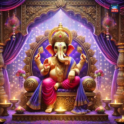 Aya Bappa Morya 🙏❤️ Ganpati Bappa Photo, Simple Stage Decorations, Shri Ganesh Images, Shri Ganesh, Ganesh Images, Ganesha Pictures, Ganpati Bappa, God Illustrations, Stage Decorations