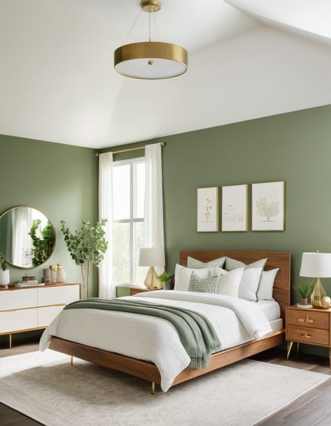 44 Bedroom Color Schemes To Transform Your Space: Creative Ideas For Every Style All Green Bedroom, Calm Bedroom Colors Cozy Colour Schemes, Green Guest Bedroom, Feng Shui For Beginners, Feng Shui Your Bedroom, Calming Bedroom Colors, Feng Shui Kitchen, Zen House, Sophisticated Bedroom