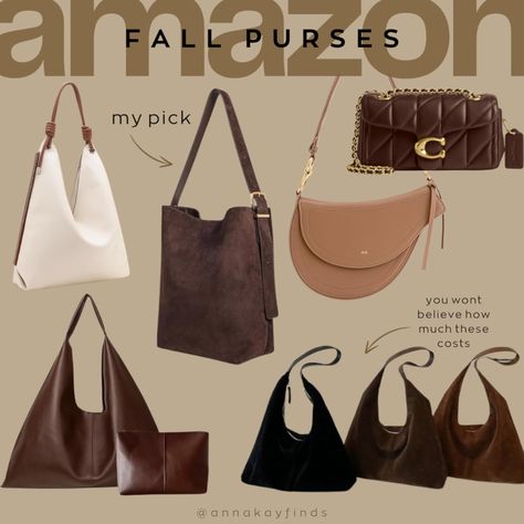 Fall purses and trendy bags from Amazon Purses That Go With Everything, Cute Bags Amazon, Best Purses On Amazon, Fall Handbags 2024, Amazon Bags Handbags, Trendy Purses 2024, Fall Bags 2024, Best Amazon Purses, Purse Outfit Aesthetic