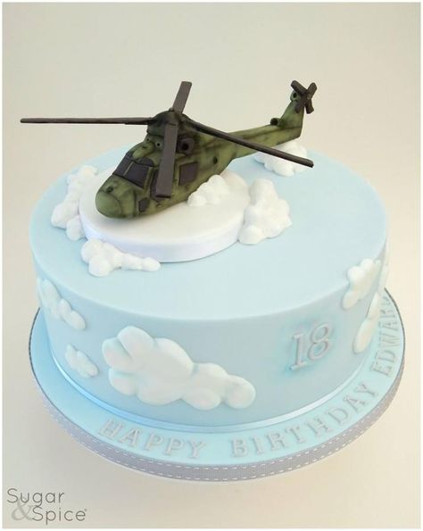 The 'Lynx' effect ... - Cake by Sugargourmande Lou http://www.facebook.com/SugarandSpiceGourmandise Easy Fondant Cupcakes, Helicopter Cake, Police Birthday Cakes, Airplane Cake, Choc Cake, Planes Birthday, Dad Birthday Cakes, Modelling Chocolate, Gumpaste Flowers