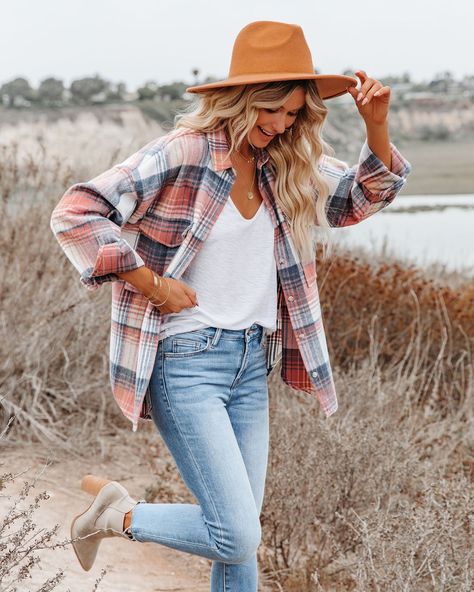 Flannel Shirt Jacket Women, Cheap Plaid Flannel Shirt Casual Style, Cheap Casual Plaid Flannel Shirt, Buffalo Plaid And Jeans, Affordable Plaid Flannel Shirt With Pockets, Cheap Women's Flannel Tops, Cheap Classic Spring Flannel Shirt, Womens Oversized Flannels, Plaid Flannel Shirt Women