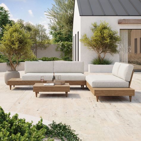 Outdoor Sofa Ideas, Outdoor Patio Sectional, Outdoor Couch, Patio Sectional, Modern Outdoor Furniture, 3 Piece Sectional, Modern Patio, Deck Furniture, Deck Ideas