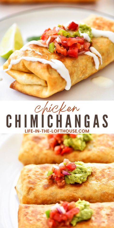 Chimichanga Recipe Chicken, Chicken Chimichangas, Chimichanga Recipe, Mexican Food Recipes Easy, Chicken Dishes Recipes, Mexican Food Recipes Authentic, Chicken Enchiladas, Quesadillas, Mexican Dishes