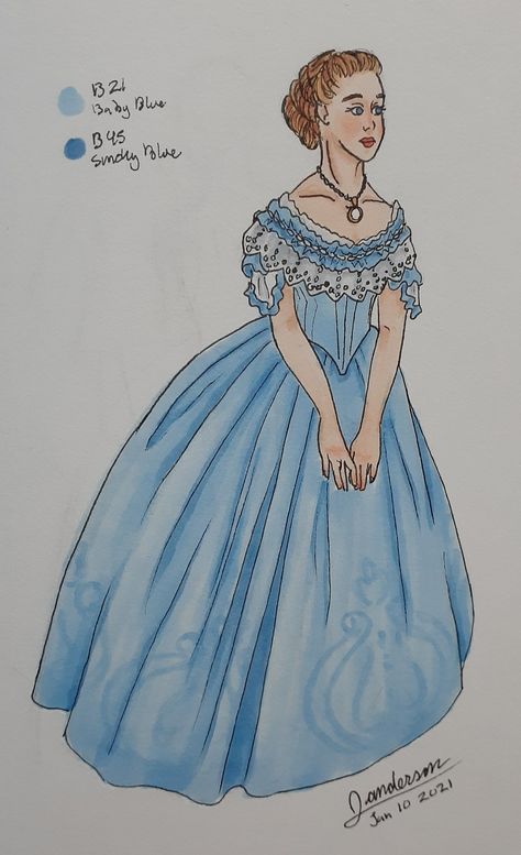 Grimm Cinderella, Blue Ballgown, Historical Dress, Disney Fanart, Brothers Grimm, Disney Cinderella, Princess Cinderella, Historical Dresses, Dress Sewing