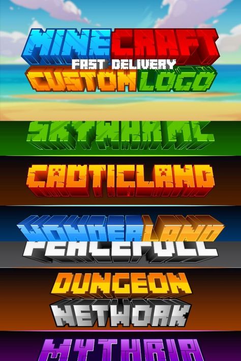 I will create your custom minecraft logo for your server Minecraft Graphic Design, Minecraft Web, Minecraft Font, Minecraft Library, Minecraft Server Logo, Server Icon, Server Ideas, Pixel Logo, Retro Games Wallpaper