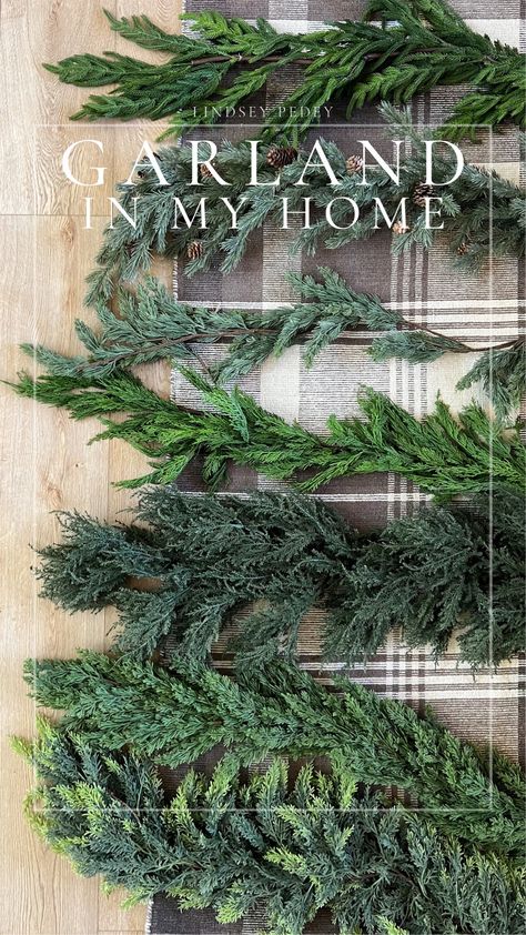 Hobby Lobby Cedar Garland, Cedar Garland, Holiday Inspo, Pine Garland, Christmas Greenery, Old Fashioned Christmas, Mantle Decor, Christmas Garland, Holiday Collection