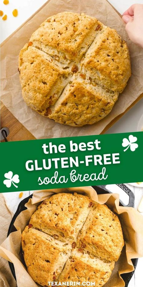 This gluten-free soda bread has an amazing texture, requires basic ingredients (including a gluten-free flour blend), and is one of the easiest homemade bread recipes that you can make. With a dairy-free option. Perfect for a gluten-free St. Patrick's Day! Gluten Free Soda Bread Recipe, Easiest Homemade Bread, Gluten Free Soda Bread, Homemade Bread Recipes, Homemade Gluten Free Bread, Paleo Breads, Yeast Free Breads, Best Gluten Free Bread, Pan Sin Gluten