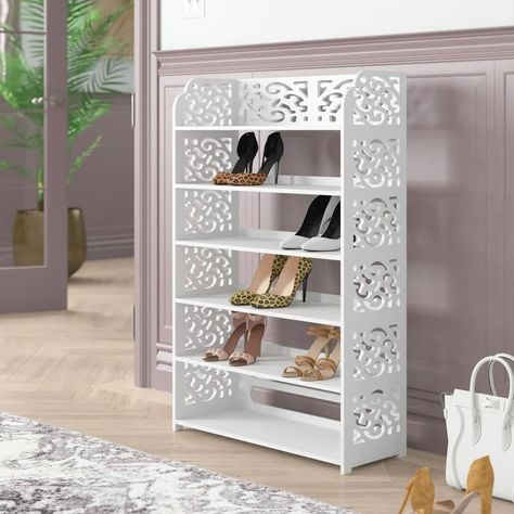 Willa Arlo Interiors Tepass Shoe Rack & Reviews | Wayfair Small Shoe Cabinet, Shoe Storage Design, Large Shoe Rack, Stackable Shoe Rack, Shoe Storage Solutions, Shoe Shelves, Rack Design, Bench With Shoe Storage, Shoe Storage Cabinet