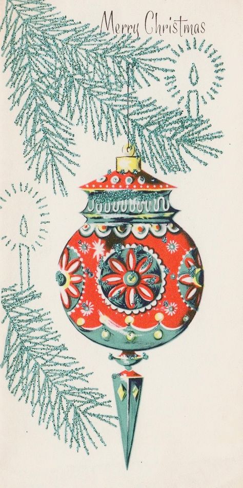 Vintage Christmas Advertising, Vintage Christmas Tattoo, Vintage Christmas Drawings, Vintage Christmas Illustrations, Retro Christmas Drawings, Vintage Holiday Aesthetic, Christmas Ornament Tattoo, Ornament Illustration, Retro Christmas Ornaments