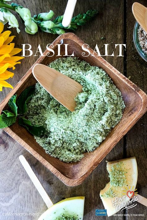 Basil Extract Recipe, Basil Salt Uses, Basil Finishing Salt, Oregano Salt Recipe, Basil Sea Salt, How To Make Basil Salt, Basil Salt Recipe Easy, Herbal Salts Recipes, Flavoured Salt Recipes