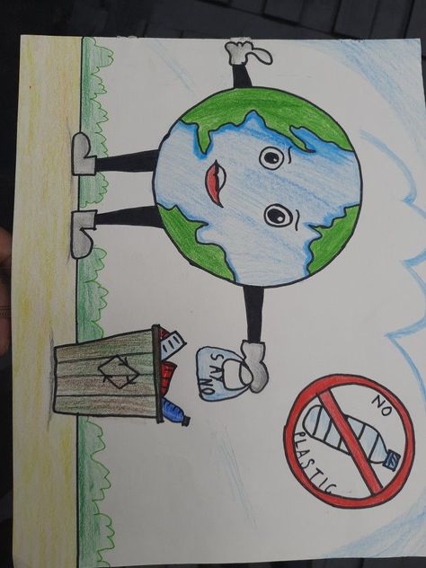 Poster Lingkungan Hidup Simple, Plastic Pollution Drawing, Save Earth Drawing, Save Water Poster Drawing, Save Water Poster, Earth Drawing, Earth Day Drawing, Science Drawing, Easy Art Lessons