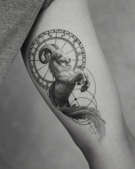 101 Best Capricorn Tattoo Ideas You'll Have To See To Believe! 15 Outsons Aries Tattoo For Men Design, Aries Tattoo For Men, Capricorn Mermaid Tattoo, Men's Tattoo Ideas, Capricorn Tattoo Ideas, Capricorn Sign Tattoo, Tattoo Goat, Capricorn Tattoos, Aries Ram Tattoo