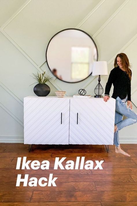 Credenza Diy, Credenza Ikea, Diy Credenza, How To Decorate A Sideboard, Montessori Kids Room, Ikea Sideboard, Entryway Ikea, Ikea Kallax Shelf, Kallax Hack