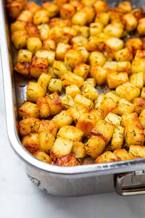 This homemade Parmentier Potatoes is one of the perfect side dish in any meal. Most of the work is done in the oven so you have nothing to worry about. Mini cubed potatoes are tossed in herbs and olive oil and roasted in the oven until it becomes crispy. Cook this recipe now with your family. #parmentierpotatoes #potatoes #parmentier #sidedish #deliciousdish #homecookedrecipes #quickandeasymeals #foodielovers Crispy Cubed Potatoes, Cubed Potatoes Recipes, Crispy Potatoes In Oven, Parmentier Potatoes, French Side Dishes, Confit Potatoes, Potato Cubes, Cultural Food, Canned Potatoes