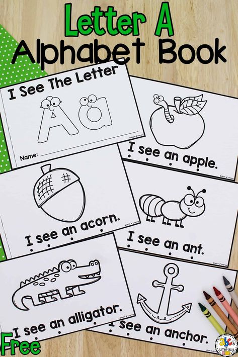 Alphabet A Crafts Preschool, A Is For Activities, Letter A Alphabet Book, Alphabet Linking Chart, Letter A For Kindergarten, Printable Books For Preschool, Letter S Books For Preschool, Alphabet Books For Kindergarten, Identify Letters Preschool