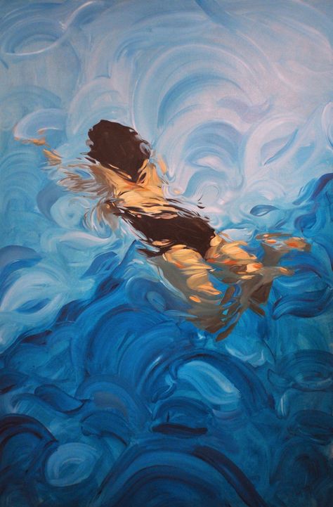 Water Art, Arte Inspo, Painting Art Projects, In The Ocean, Art Portfolio, Blue Water, Fine Arts, Painting Inspiration, Aesthetic Art