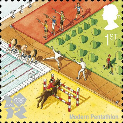 Modern Pentathlon  royal mail london olympics 2012 stamps Modern Pentathlon, Uk Stamps, Pentathlon, Paralympic Games, Postage Stamp Art, Tech Info, Post Stamp, Design Stamps, Postal Stamps