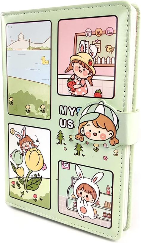 Amazon.com : Perfect Care Cute Colorful Journal Notebook, Kawaii Journal Notebook with Printed Pages Mysterious Jam Series, Premium PU Leather Cover Journal Diary Notebook with Magnetic Buckle (green) : Office Products Japanese Stationary, Colorful Journal, Kawaii Journal, Diary With Lock, Kawaii Notebook, Cute Diary, Kids Diary, Notebook Cover Design, Diary Covers