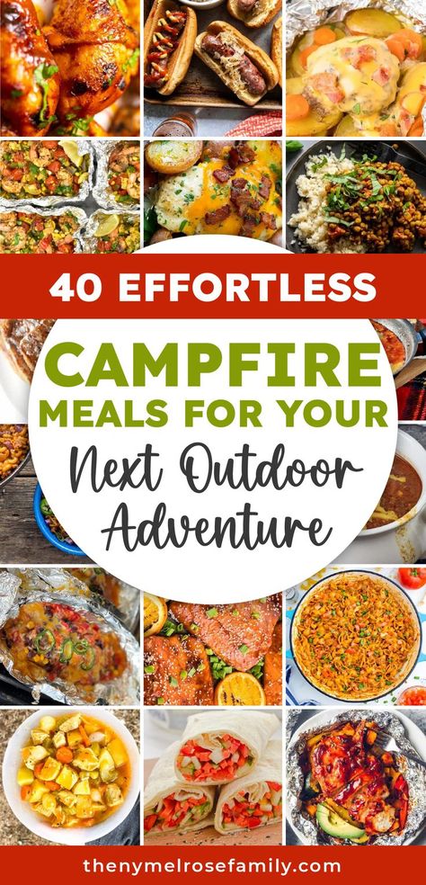 40 Effortless Campfire Meals for Your Next Outdoor Adventure Food To Cook Over Campfire, Campfire Cooking Recipes, Easy Campfire Meals, Campfire Meals, Camping Meal Planning, Camping Menu, Easy Camping Meals, Campfire Food, Fire Cooking