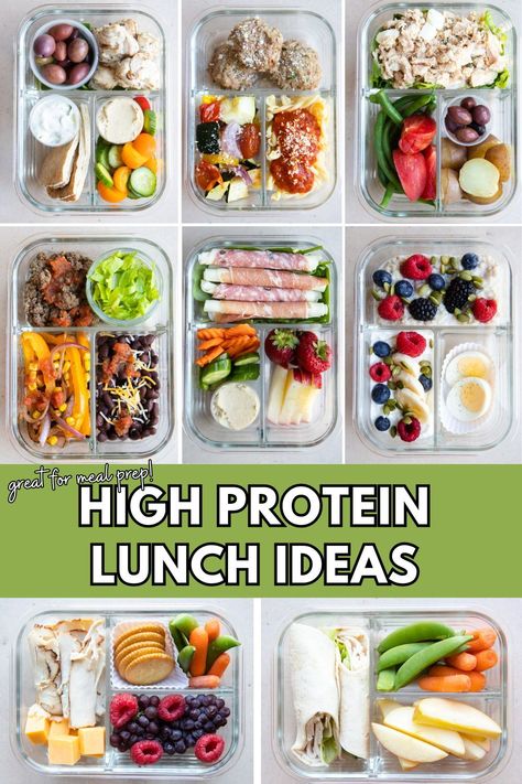 Need High Protein Lunch Ideas that you can meal prep? Find 7 delicious ideas and recipes in this post that you can prep in just an hour and have nutritious meals ready to go for the week ahead! Filled with fiber, essential vitamins and minerals, and most importantly, all are affordable and easy! Meal Prep For Lazy People, Portions For Meal Prep, High Protein Meal Prep Lunch Cold, High Protein Lunches On The Go, Healthy Adult Lunchables High Protein, Protein Box Ideas Work Lunches, Cold Lunch Ideas For Adults Healthy, High Protein Lunch Box Ideas, Adult Lunchables Healthy Meal Prep