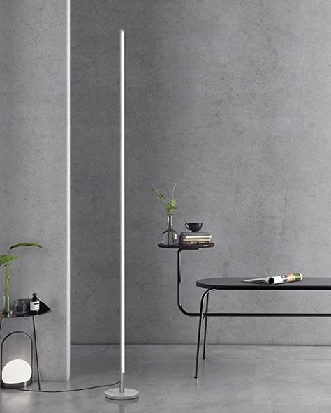 TACAHE Minimalist Corner Floor Lamp - 2700K-6500K Dimmable LED Night Light - Modern Standing Mood Lamp with Remote Control for Living Room, Bedroom - 57" 12W - Silver - - Amazon.com Modern Standing Lamps, Dimmable Floor Lamp, Mood Lamp, Corner Floor Lamp, Restaurant Flooring, Mood Lamps, Corner Lamp, Adjustable Floor Lamp, Retro Lamp