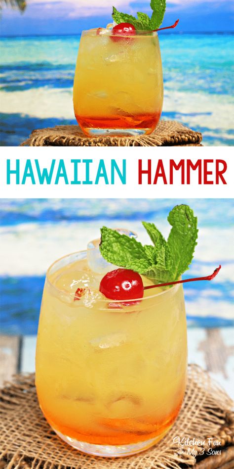 Hawaiian Drinks, Yummy Summer Cocktails, Alcholic Drinks, Cocktail Drinks Alcoholic, Hawaiian Summer, Mixed Drinks Alcohol, Yummy Alcoholic Drinks, Liquor Drinks, Cocktail Drink