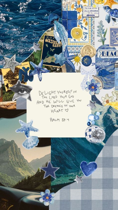 Blue and silver themed Delight yourself in the Lord and he will give you the desires of your heart Christian Bible verse background collage Background Collage, Bible Verse Background, Verses Wallpaper, Jack Johnson, Christian Bible Verses, Bible Verse Wallpaper, Christian Bible, The Lord, Bible Verse