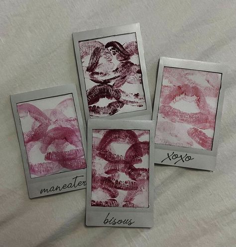 Lana Del Ray Polaroid, Polaroid Kiss, Kisses On Paper Aesthetic, Kisses On Paper, Maneater Aesthetic, Lipstick Smudge, Paper Aesthetic, Gifts Boyfriend, Girls Party Decorations