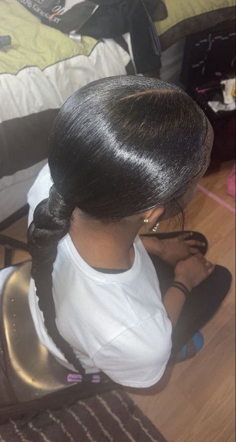 One Low Braid Ponytail, Middle Part With Braid, Low Braid Ponytail, Middle Part Slick Back Ponytail Weave, Middle Part Braid Ponytail, Middle Part Braided Ponytail, Middle Part Low Ponytail, Slick Back Low Ponytail, Middle Part Bun