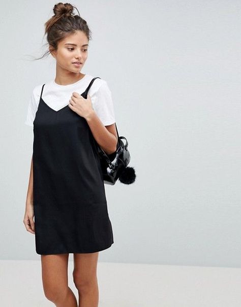 Bardot Mini Cami Slip Dress in Black Cami Slip Dress, Minimalist Capsule Wardrobe, 90s Looks, 90s Outfit, Asos Curve, Dress Outfit, Trending Dresses, Look Chic, Latest Fashion Clothes