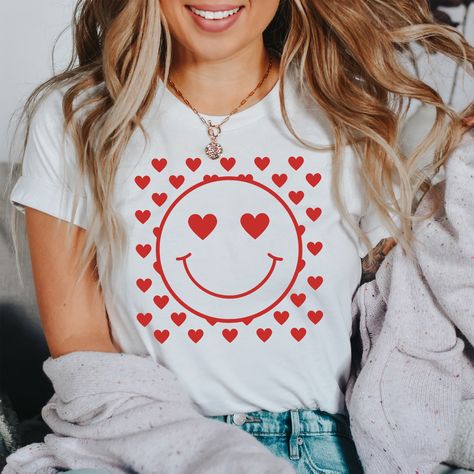 Smiley Heart Red Tee - Limeberry Designs Girls Valentine Shirt, Heart Shaped Valentines, Valentine Messages, Valentines Day Messages, Festival Shirts, Valentines Outfits, Valentines Day Gifts For Her, Heart Shirt, Valentines Svg