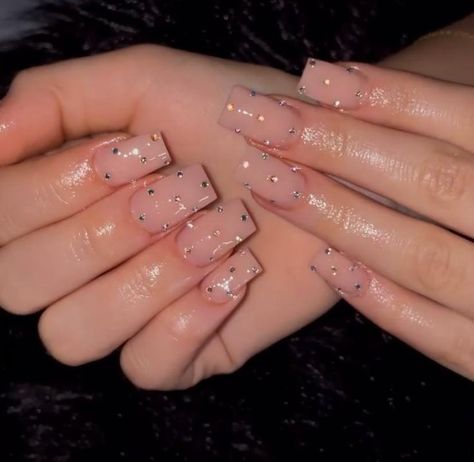 Solid Color Nails With Rhinestones, Acrylic Nails Designs Long, Coachella Nails Ideas, Nails Short Acrylic, Coachella Nails, Acrylic Nails Designs, Shiny Nails Designs, Acrylic Toe Nails, Short Square Nails