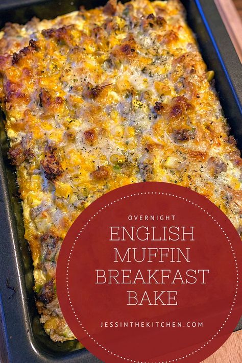 This overnight English muffin breakfast bake is a great option when preparing for guests, but you don’t want to work the morning away! Click here to learn more! English Muffin Breakfast Ideas, English Muffin Recipe Breakfast, Overnight Breakfast Bake, English Muffin Breakfast Casserole, English Muffin French Toast, Preparing For Guests, Easy Breakfast Bake, Baked Breakfast Casserole, English Muffin Breakfast