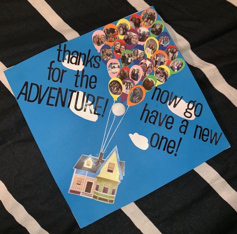 Up Grad Cap Ideas, Pixar Graduation Cap, Movie Graduation Cap, Up Graduation Cap, Graduation Cap Designs Disney, Diy Graduation Caps, Cap Decoration Nursing, Graduation Cap Decoration Nursing, Grad Cap Decor