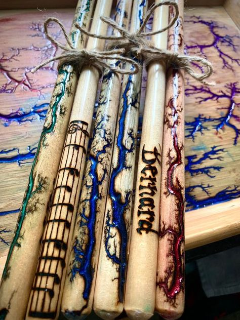 2B Fractal Wood Burned Drumsticks - Large Musician Drumsticks - Personalized - Custom-Made - Color Options|#handpan,#Handdrum,#handpanartist,#handpandrumnoten,#handpandrumvideo,#handpandrum,#handpanlearning,#handpanlesson,#handpanphotography,#handpantutorials,#nativeamericanhanddrum Cool Drumsticks, Custom Drumsticks, Homemade Drum, Fractal Wood, Fractal Burning, Walpapers Cute, Drums Art, Stick Wall Art, Hand Drum