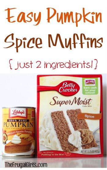 Pumpkin Spice Muffins! {2 ingredients!} Easy Pumpkin Spice Muffins, Spice Muffins, Pumpkin Spice Muffins, Spice Cake Mix, Pumpkin Muffins, Cake Mix Recipes, Spice Cake, Easy Pumpkin, Yummy Sweets