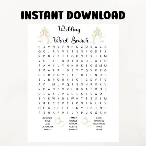 Wedding Word Search, Puzzle Printable, Wedding Wording, Word Search Printables, Word Search Games, Slang Words, Word Searches, Word Search Puzzles, Game Prices