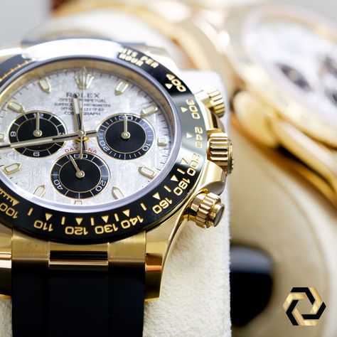 Rolex Daytona 116518LN: 40mm Meteorite Dial, 18K Yellow Gold Oysterflex, Black ceramic bezel, black rubber strap with folding clasp. @tigerriverwatches Buy or Sell Luxury Watches. - - - - - 😍DM me to learn more 🔥🔥🔥 Check out my Instagram page and Follow us @tigerriverwatches Tiger River Watches | Sell | Buy | Trade | 100% Authentic | Arcadia Los Angeles California🔥🔥🔥#tigerriverwatches #rolexdaytona #daytona116518 #daytona116518ln #LuxuryWatch #WatchReel #WatchContent #Timepiece #WatchCollect... Rolex Daytona, Instagram Page, Black Ceramic, Watch Collection, Black Rubber, Luxury Watch, Los Angeles California, Luxury Watches, Time Piece