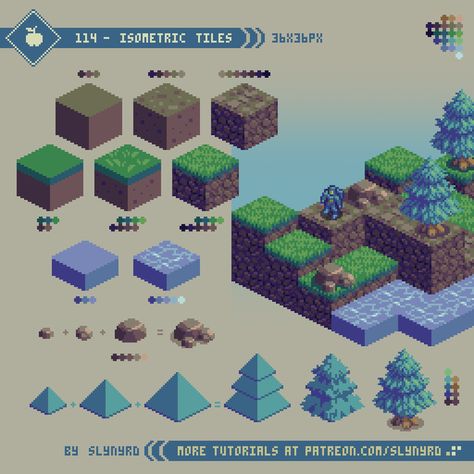 Pixel art blog — SLYNYRD Slynyrd Tutorials, Isometric Tutorial, Pixel Art Isometric, Pixel Emoji, Isometric Pixel Art, Isometric Pixel, How To Pixel Art, Pixel Game, Pixel Art Tutorial