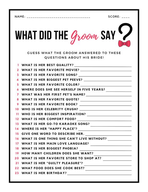 How Well Do You Know The Bride And Groom Questions, Bachelorette Games About Groom, Questions To Ask Bride About Groom, Quiz The Groom Bachelorette Games, Who Knows The Groom Best Game, Get To Know The Groom Game, Bridal Shower Game Groom Quiz, Bachelorette Quiz The Groom, Questions For Groom About Bride