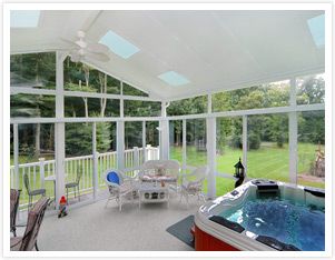 spa enclosure with glass roof panels Sunroom With Hot Tub, Four Seasons Room Addition, Tub Room, Four Season Sunroom, Indoor Hot Tub, All Season Room, Hot Tub Room, Traditional Porch, 3 Season Room