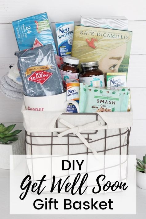 #ad Make a Get Well Soon gift basket or care package for a sick family member or friend with these get well soon gift ideas. #GetWellSoon #GiftBaskets #TLCBabbleboxx @candlewick #louisianaawayhome @reddiamondinc @synergycompany #puresynergy @snackapade Care Packages For Sick Friends, Get Well Soon Gift Basket, Get Well Soon Gift Ideas, Diy Fabric Softener, Diy Care Package, Get Well Baskets, Sick Gift, Get Well Gift Baskets, Cold Or Allergies