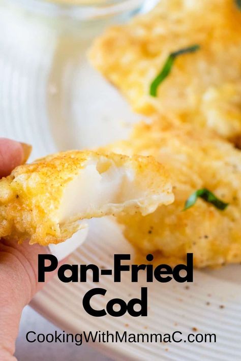 Fried Cod Fish Recipes, Pan Fried Fish Recipes, Fried Cod Recipes, How To Cook Cod, Cod Fillet Recipes, Fried Cod Fish, Seafood Tacos, Breaded Cod, Fish Batter Recipe