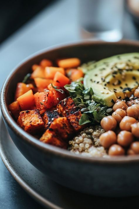 A nutritious and colorful Buddha bowl, filled with quinoa, roasted veggies, and a tangy dressing for meal prep. #BuddhaBowl #MealPrep #HealthyEating