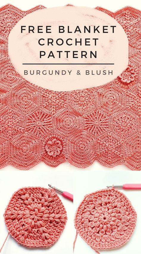 Hex Granny Square, Crochet Puff Stitch Hexagon Pattern, Hexagon Square Crochet, Crochet Hexagons Free Pattern, Hexagon Granny Square Pattern Free, Crochet Hexagon Blanket Pattern Free, Hexagonal Granny Square Pattern, Granny Hexagon, Crochet Hexagons