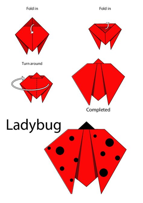 Printable Origami Instructions, Origami Ladybug, Origami Heart Instructions, Origami Printables, Origami Instructions Easy, Lotus Origami, Origami Instructions For Kids, Origami Butterfly Tutorial, Easy Origami Animals