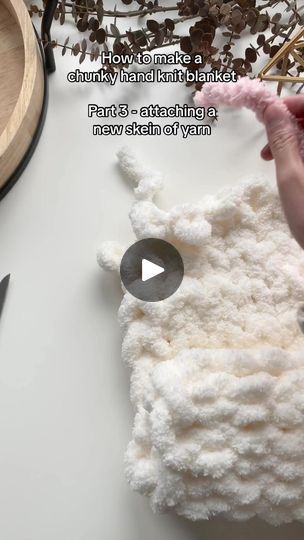 10K views · 193 reactions | Part 3 of how to make a chunky hand knit blanket! How to attach two pieces of yarn or change colors. I show one method in the video but talk about 2 other options as well! #sabsstuffies #chunkyhandknitblanket #chunkyhandknit #maker #vendor #shoplocal #diy #tutorial #crafts #craft #fyp #fyb #foryourpage | Sab's Stuffies | Giulio Cercato · Beautiful Chunky Hand Knitted Blanket In One Hour, How To Turn Normal Yarn Into Chunky Yarn, Chunky Blanket Crash Course Part 2, Hand Knit Chunky Chenille Blanket Diy, Creative Blankets Made With Chunky Chenille Yarn, Chunky Yarn Blanket, Hand Knit Blanket, Chunky Blanket, Blanket Yarn