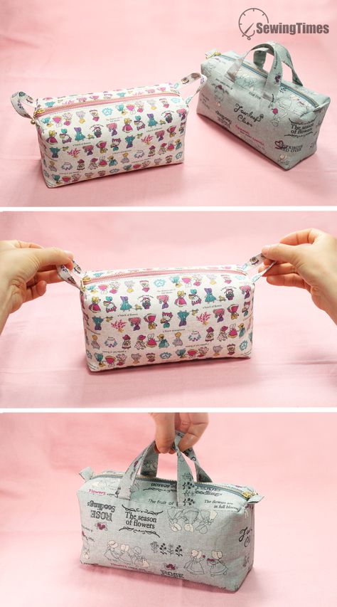 Box Bag Pattern, Diy Toiletries, Makeup Bag Pattern, Toiletry Bag Pattern, Cosmetic Bag Pattern, Diy Makeup Bag, Projek Menjahit, Zipper Pouch Tutorial, Bag Pattern Free